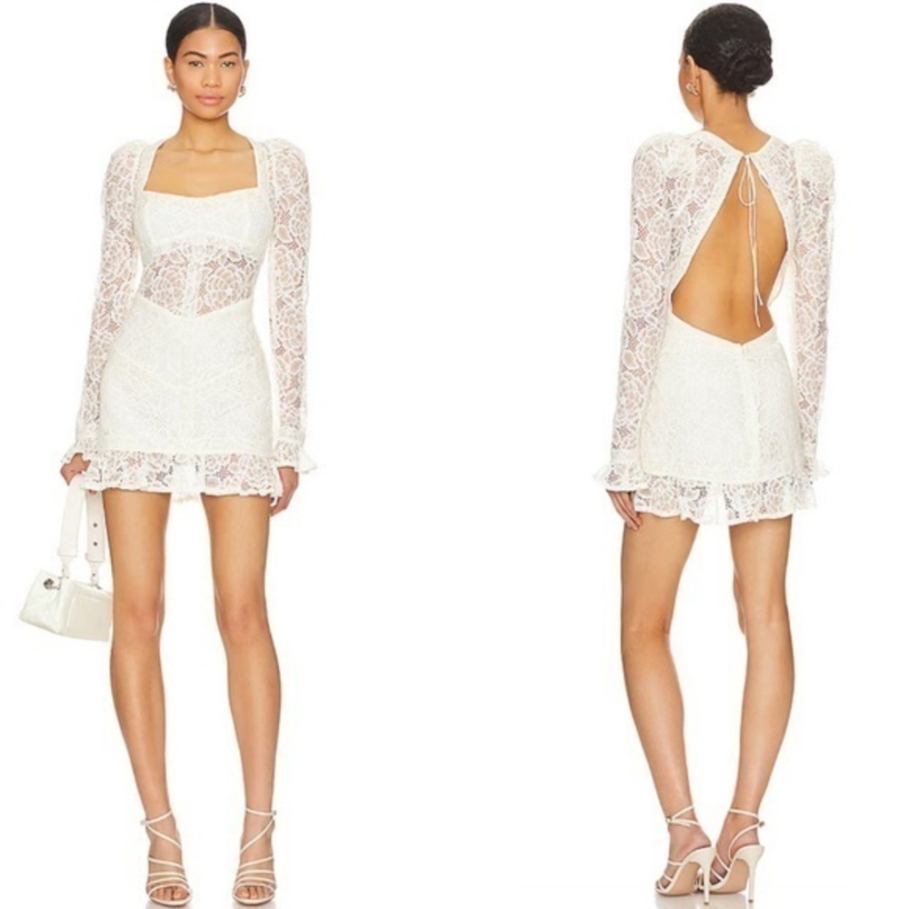 For Love & Lemons White Lace Mini Dress